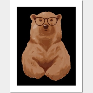 Bear with Glasses Wise Bear Clever Bear Smart Bear Hipster Bear Lover Shirt Posters and Art